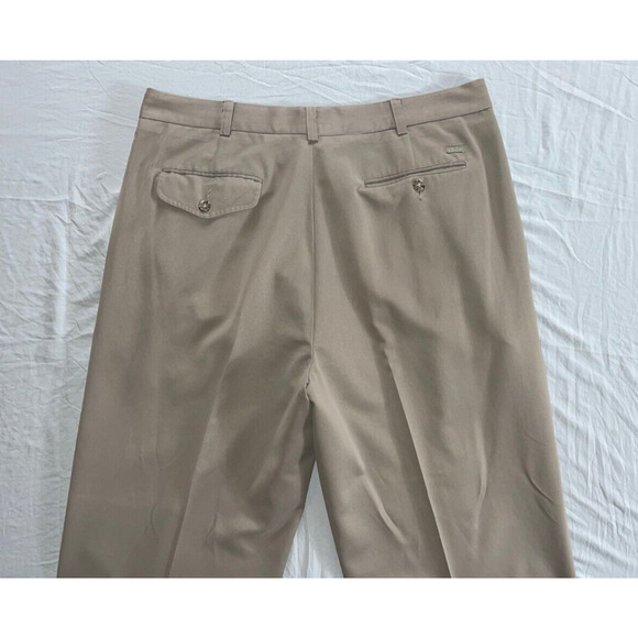 IZOD Pleated Microfiber Chino Dress Pants, Slacks. Brown, Men's 36X30.5. EUC!! - Picture 8 of 9